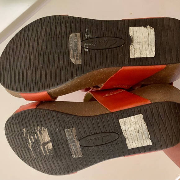 Clarks Collection Aurelie Fin Platform Wedge Velcro sandal Shoes Orange Sz 8.5 - Picture 7 of 8
